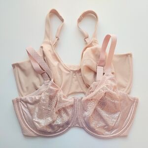 Wacoal Unlined Underwire Bras in Beige/ Light Nude & Light Pink, 36G